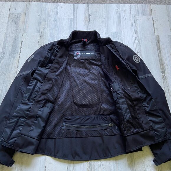 First Gear Mens Size Medium Rush Hypertex Motorcycle Jacket Black/Gray - Picture 4 of 12